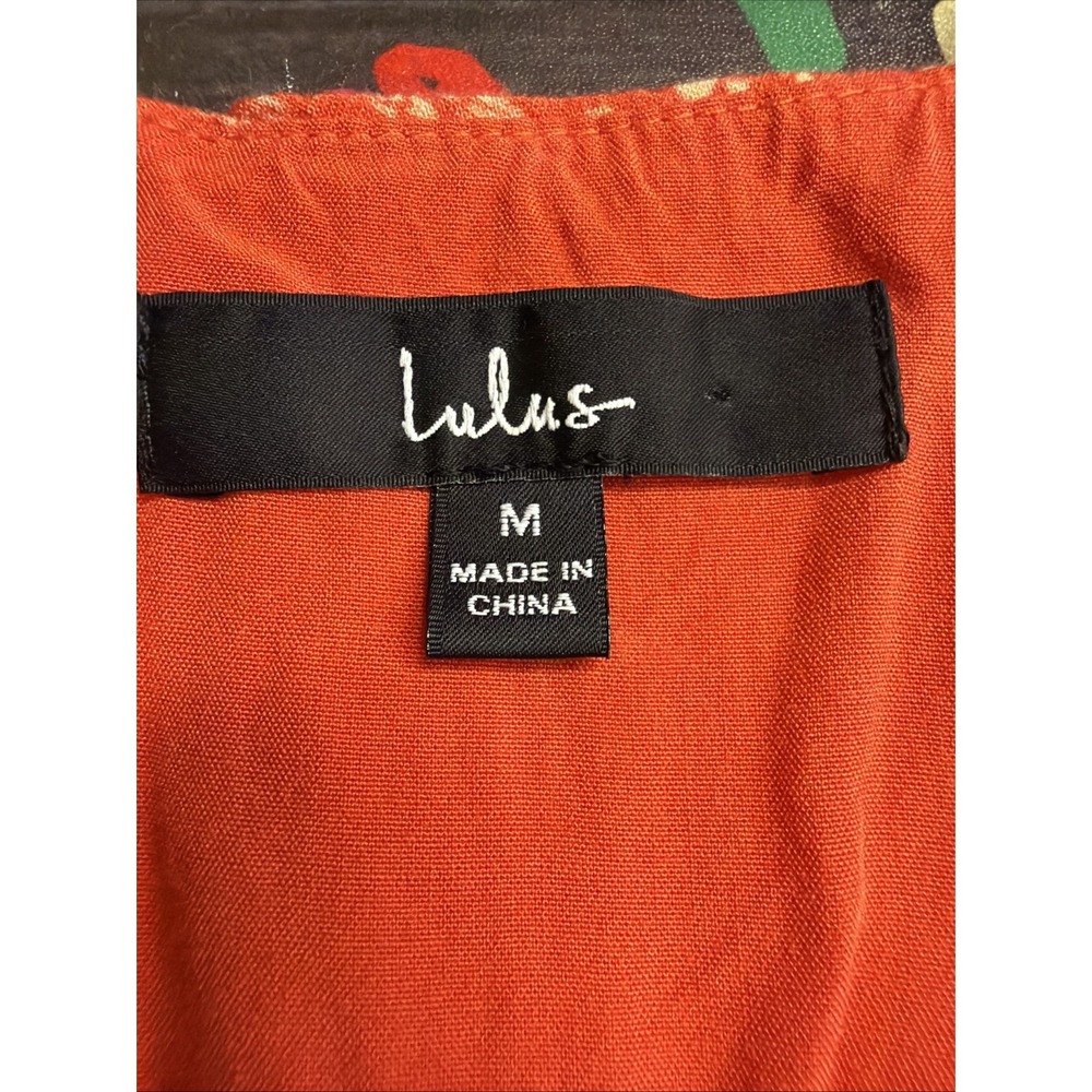 Lulu's Women's Floral Romper Medium Orange Rayon Button Front Sleeveless Boho - Picture 3 of 11